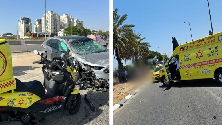 התאונה ברח' זרובבל. צילום: איחוד הצלה פתח תקווה