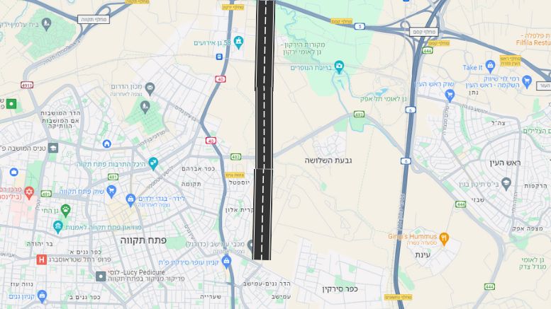 כביש 40 החדש על המפה (המקטע הצפוני)